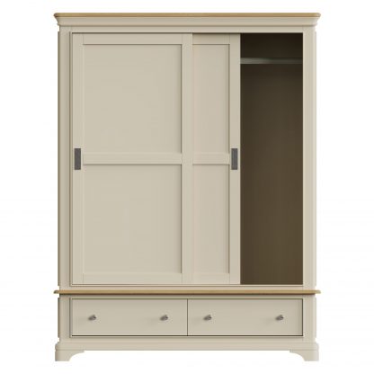 Faire 150cm Sliding Robe in Putty with Oak Top - Image 4
