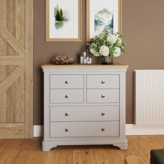 Faire 4+2 Chest in Dove Grey with Oak Top