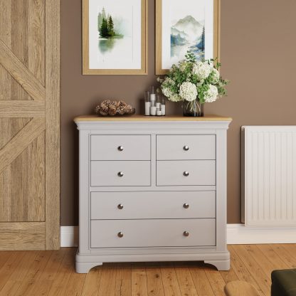 Faire 4+2 Chest in Dove Grey with Oak Top