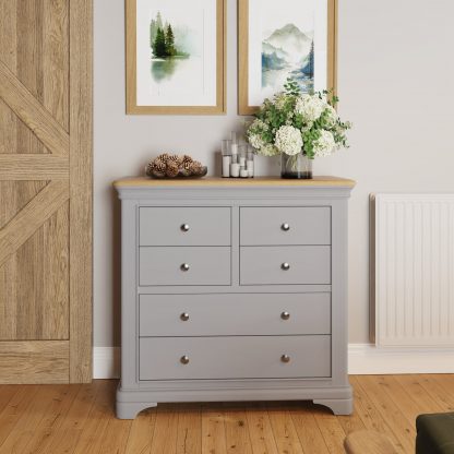 Faire 4+2 Chest in Dove Grey with Oak Top - Image 5