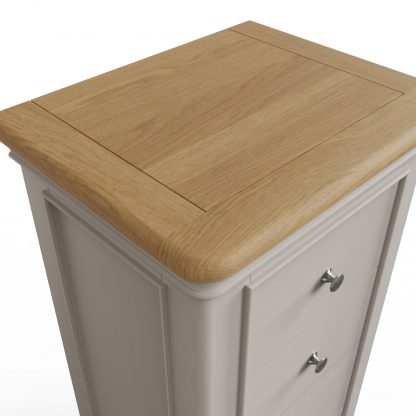 Faire 5 Drawer Chest in Dove Grey with Oak Top - Image 11