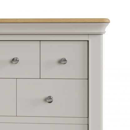 Faire 8 Drawer Chest in Dove Grey with Oak Top - Image 9