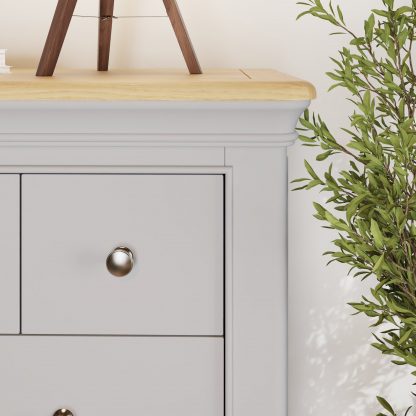 Faire 8 Drawer Chest in Dove Grey with Oak Top - Image 7