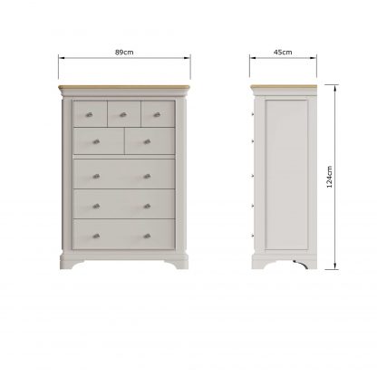 Faire 8 Drawer Chest in Dove Grey with Oak Top - Image 6