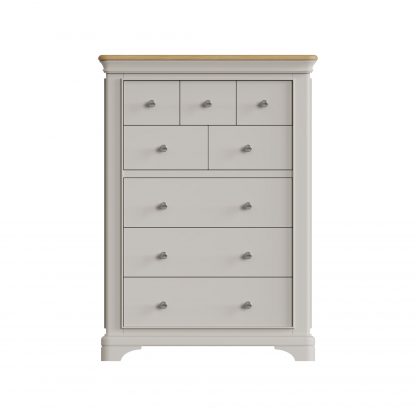 Faire 8 Drawer Chest in Dove Grey with Oak Top - Image 5