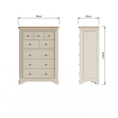 Faire 8 Drawer Chest in Putty with Oak Top - Image 10