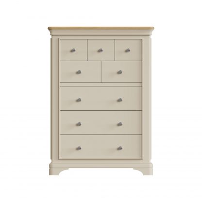 Faire 8 Drawer Chest in Putty with Oak Top - Image 4