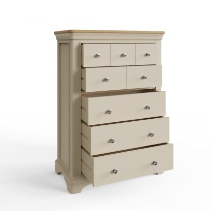 Faire 8 Drawer Chest in Putty with Oak Top - Image 3