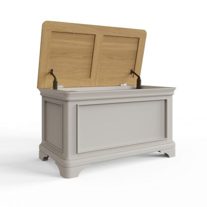 Faire Blanket Box in Dove Grey with Oak Top - Image 8