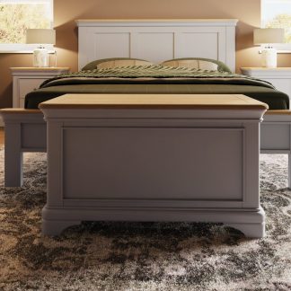 Faire Blanket Box in Dove Grey with Oak Top