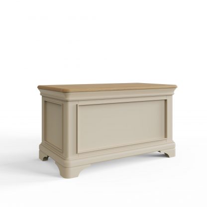 Faire Blanket Box in Putty with Oak Top - Image 10
