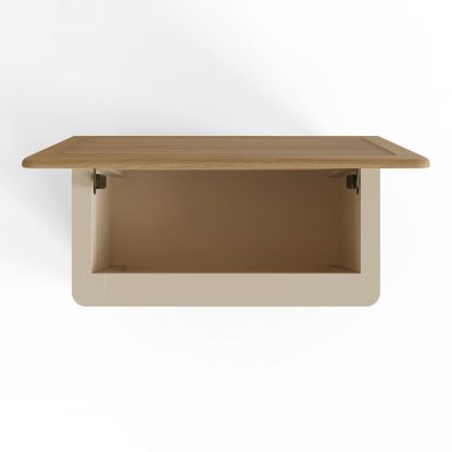 Faire Blanket Box in Putty with Oak Top - Image 2