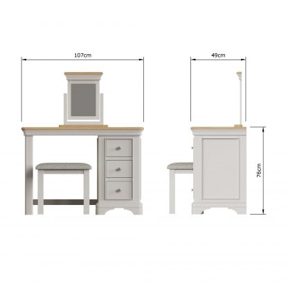 Faire Dressing Table Set in Dove Grey with Oak Top - Image 8