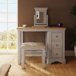 Faire Dressing Table Set in Dove Grey with Oak Top
