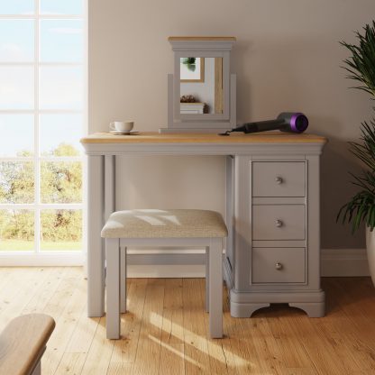 Faire Dressing Table Set in Dove Grey with Oak Top - Image 6