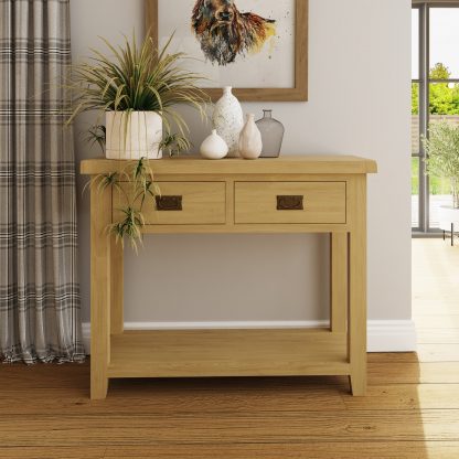 Robus Oak Console Table With Drawers - Image 3