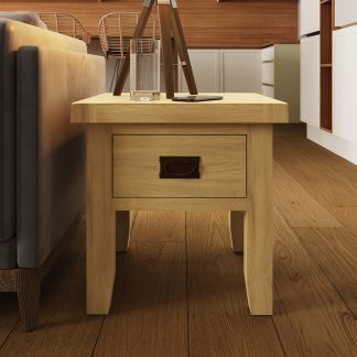 Robus Oak Side/ Lamp Table With Drawer