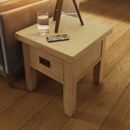 Robus Oak Side/ Lamp Table With Drawer - Image 2