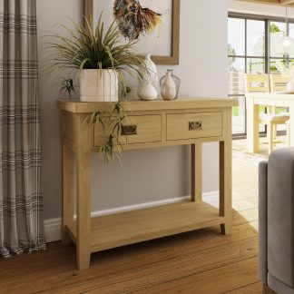 Robus Oak Console Table With Drawers