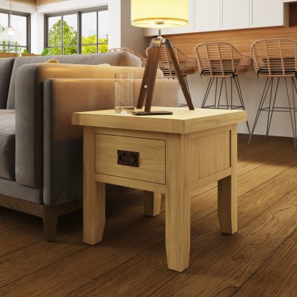 Robus Oak Side/ Lamp Table With Drawer - Image 3