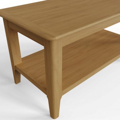 Arvid Oak Two Tier 90cm Coffee Table - Image 7