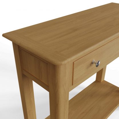 Arvid Oak Console Hallway Table With Drawer - Image 6