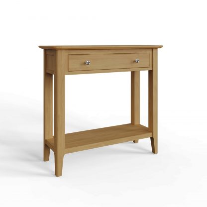Arvid Oak Console Hallway Table With Drawer - Image 4
