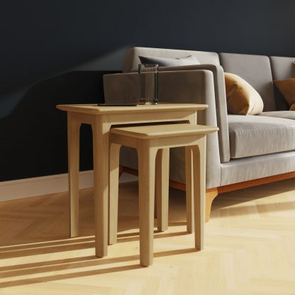 Arvid Oak Assembled Nest Of 2 Tables