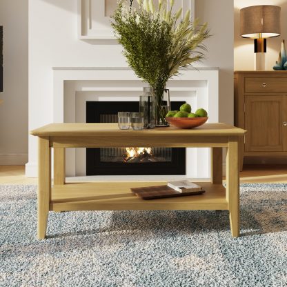 Arvid Oak Two Tier 90cm Coffee Table - Image 2