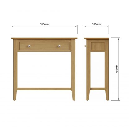 Arvid Oak Console Hallway Table With Drawer - Image 9