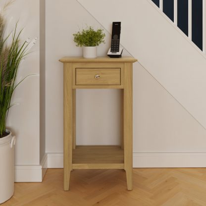 Arvid Oak Assembled Telephone Hall Table - Image 2