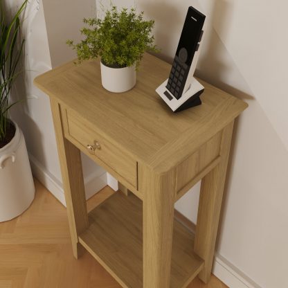 Arvid Oak Assembled Telephone Hall Table - Image 4