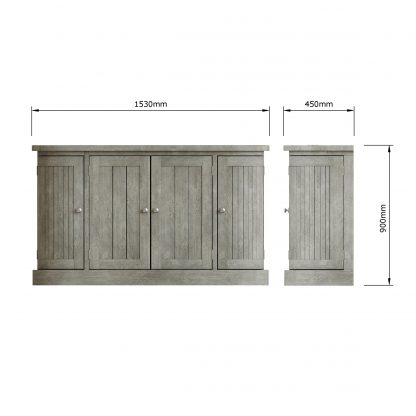 Bowood Reclaimed Pine 4 Door Curved Sideboard - Image 10