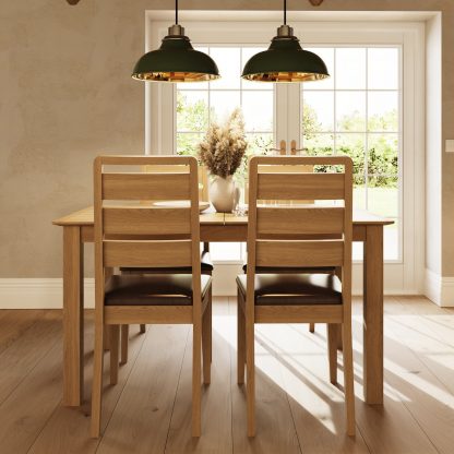 Taberno Ladder Back Pair Dining Chairs - Oak - Image 2