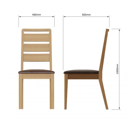 Taberno Ladder Back Pair Dining Chairs - Oak - Image 8