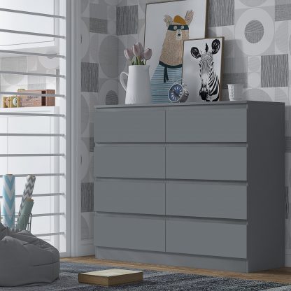 Stora 8 drawer chest matt dark grey lifestyle