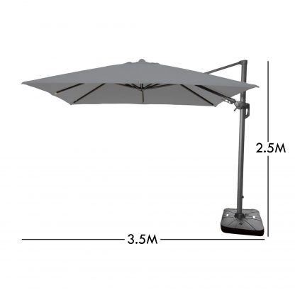 Cantilever Garden Parasol and Base 3.5m Diameter - Dark Grey - Image 2