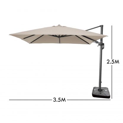 Cantilever Garden Parasol and Base 3.5m Diameter - Natural - Image 2