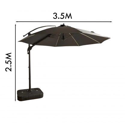 Cantilever Garden Parasol and Base 3.5m Diameter - Dark Grey - Image 9