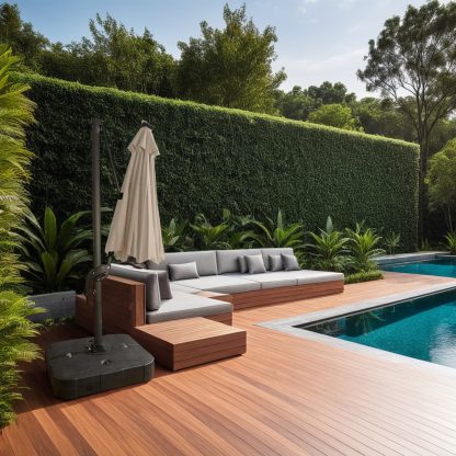 Cantilever Garden Parasol and Base 3.5m Diameter - Natural - Image 4