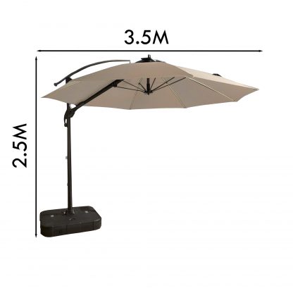 Cantilever Garden Parasol and Base 3.5m Diameter - Natural - Image 2