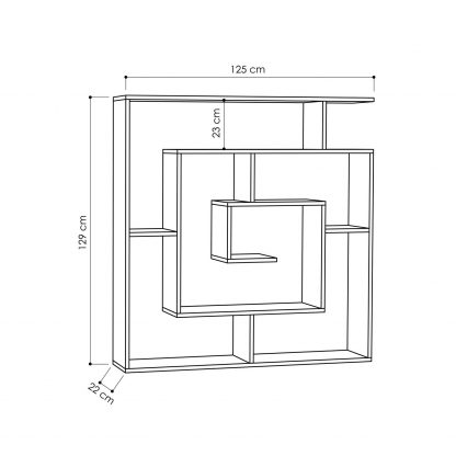Decortie Labirent Modern Bookcase Display Unit Anthracite Grey 129cm High - Image 2