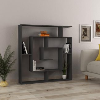 Decortie Labirent Modern Bookcase Display Unit Anthracite Grey 129cm High