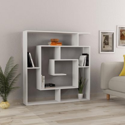 Decortie Labirent Modern Bookcase Display Unit White 129cm High