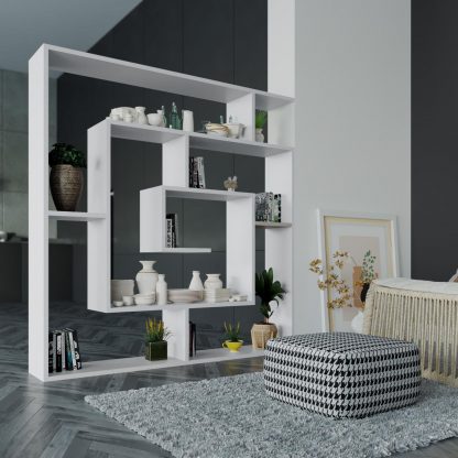 Decortie Labirent Modern Bookcase Display Unit White 129cm High - Image 4