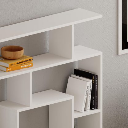 Decortie Labirent Modern Bookcase Display Unit White 129cm High - Image 5