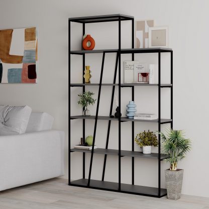 Decortie Pal Modern Bookcase Display Unit Anthracite Grey Tall 178cm - Image 5