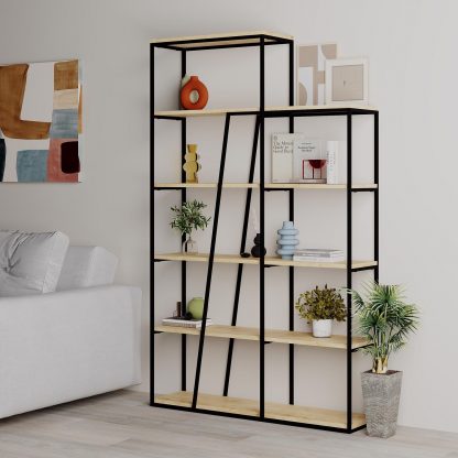 Decortie Pal Modern Bookcase Display Unit Natural Oak Effect Tall 178cm - Image 4