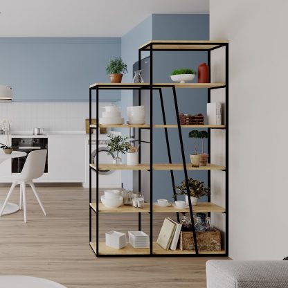 Decortie Pal Modern Bookcase Display Unit Natural Oak Effect Tall 178cm - Image 5