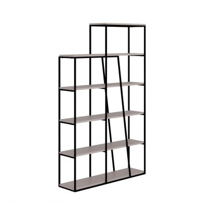 Decortie Pal Modern Bookcase Display Unit Mocha Grey Tall 178cm - Image 3